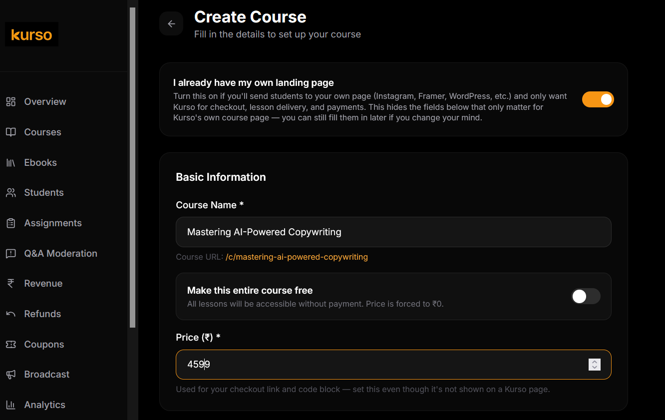 Create a course